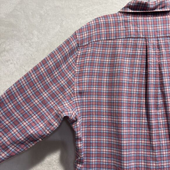 Vineyard Vines Linen Blend Slim Fit Tucker Shirt Plaid Men's Medium Pink Blue - Picture 8 of 14